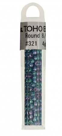 Toho Glass Perler 8/0 4g #321 grønn/blå/lilla