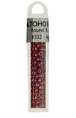 Toho Glass Perler 8/0 4g #332 rød/lilla/rosa